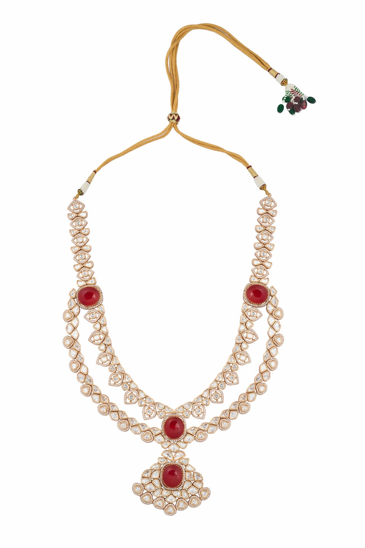 Ruby Red Kundan Necklace & Earring Set 