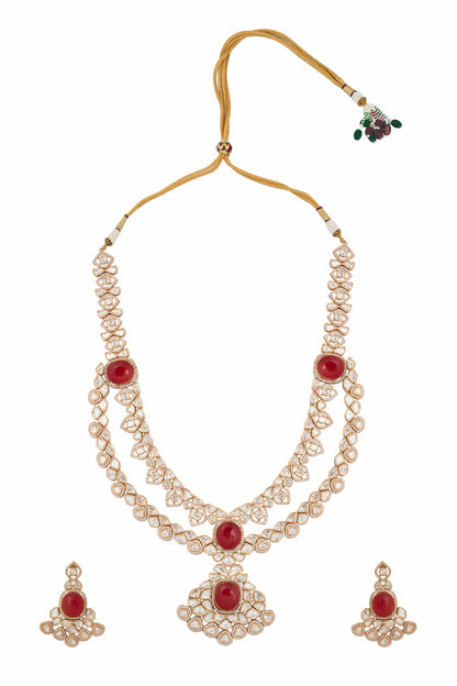 Ruby Red Kundan Necklace & Earring Set 