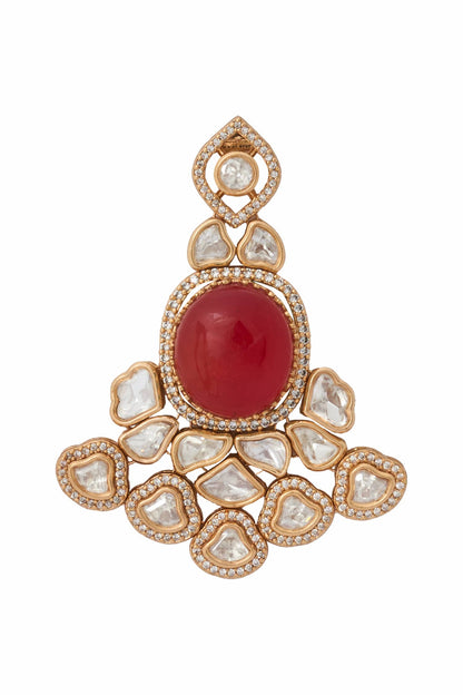 Ruby Red Kundan Necklace & Earring Set 