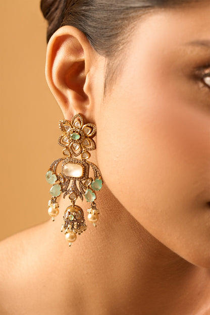 Kundan Mint Green Earrings 