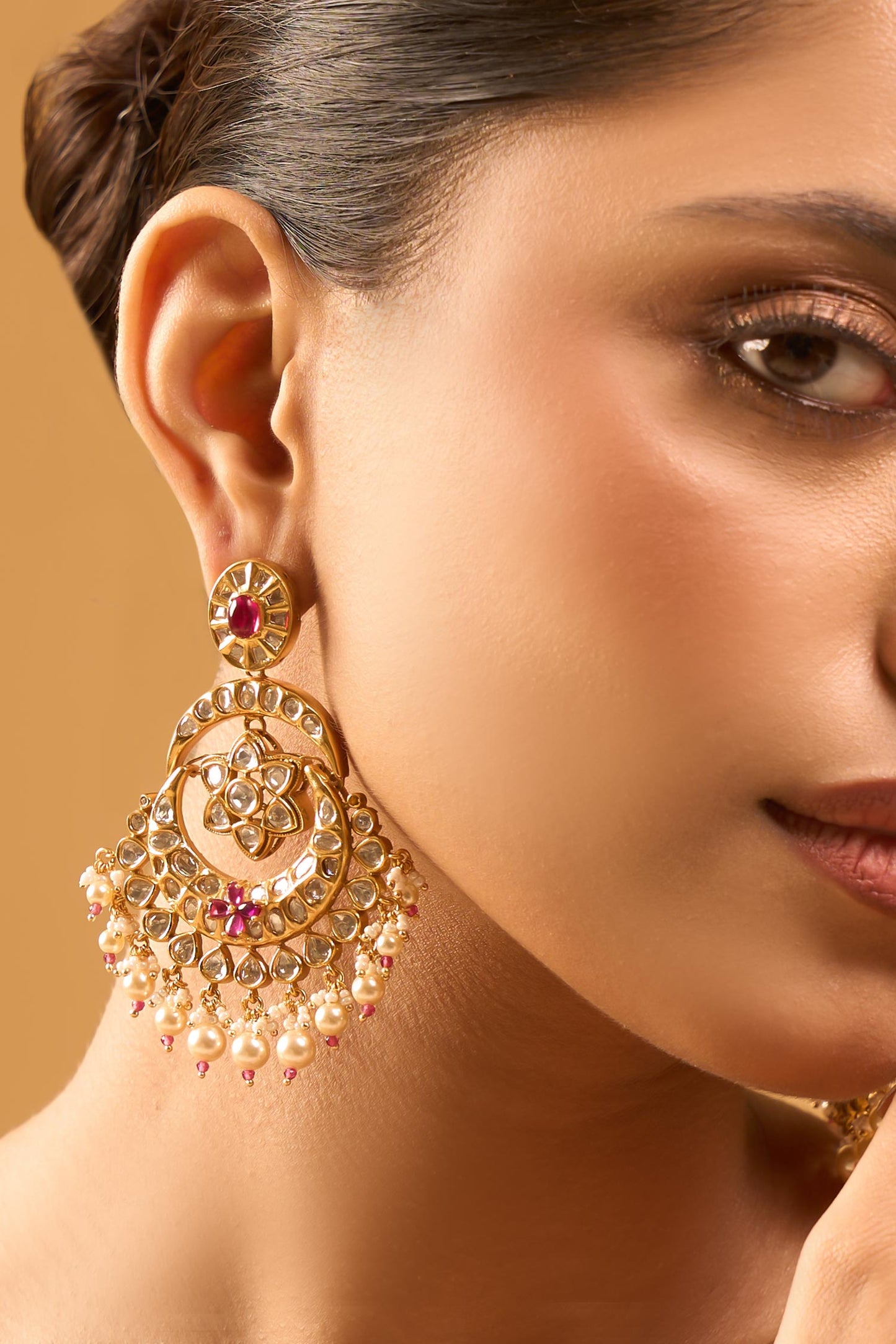 Kundan Purple Earrings 