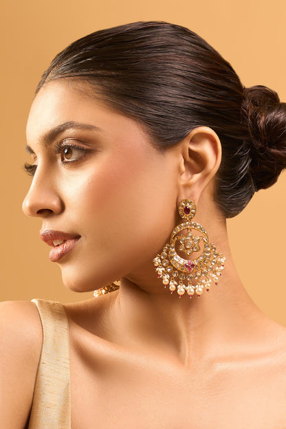 Kundan Purple Earrings 
