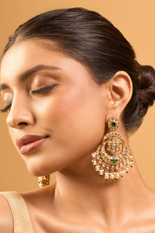 Kundan Green Earrings 