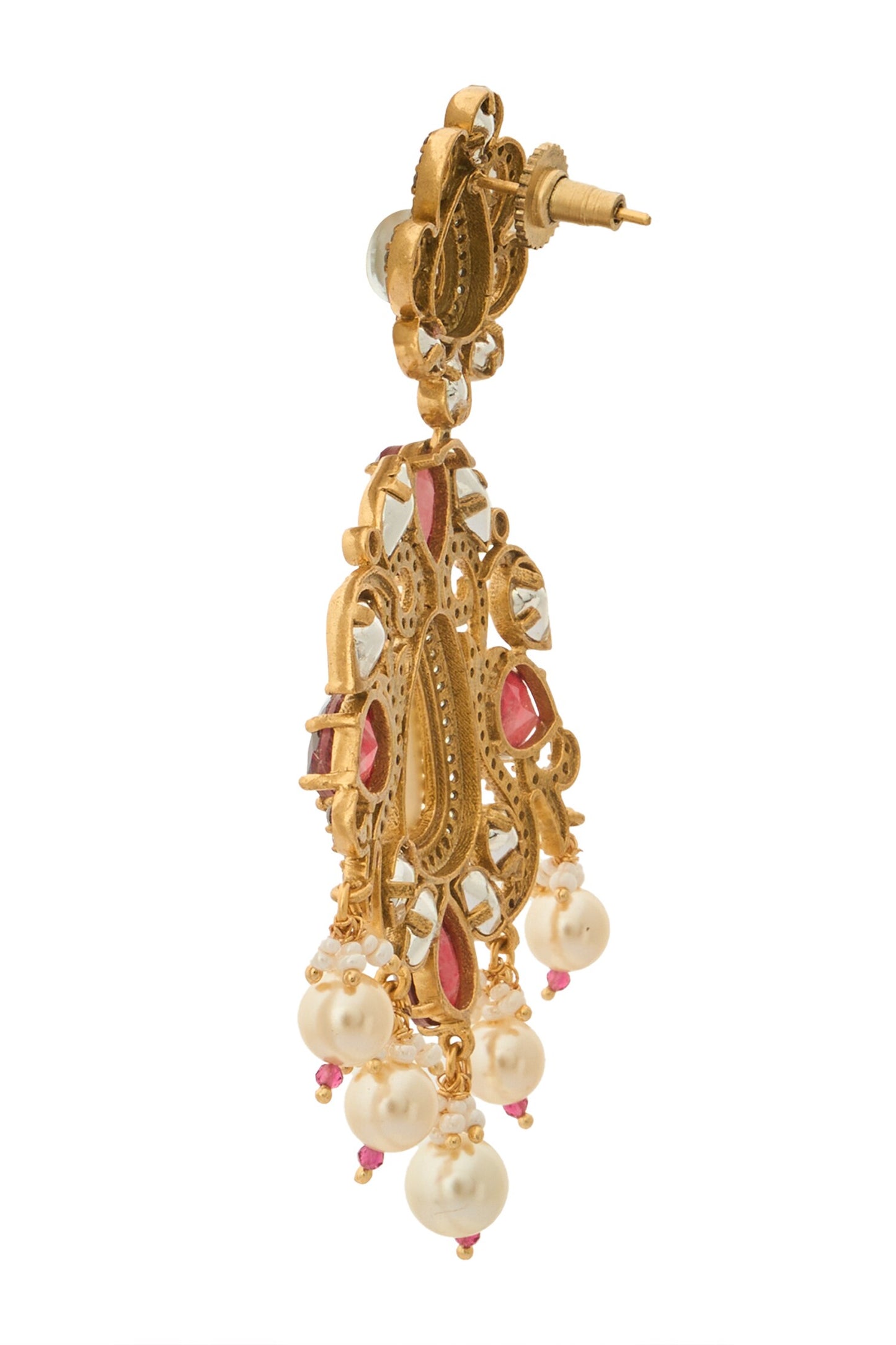 Ruby Red Kundan Earrings 
