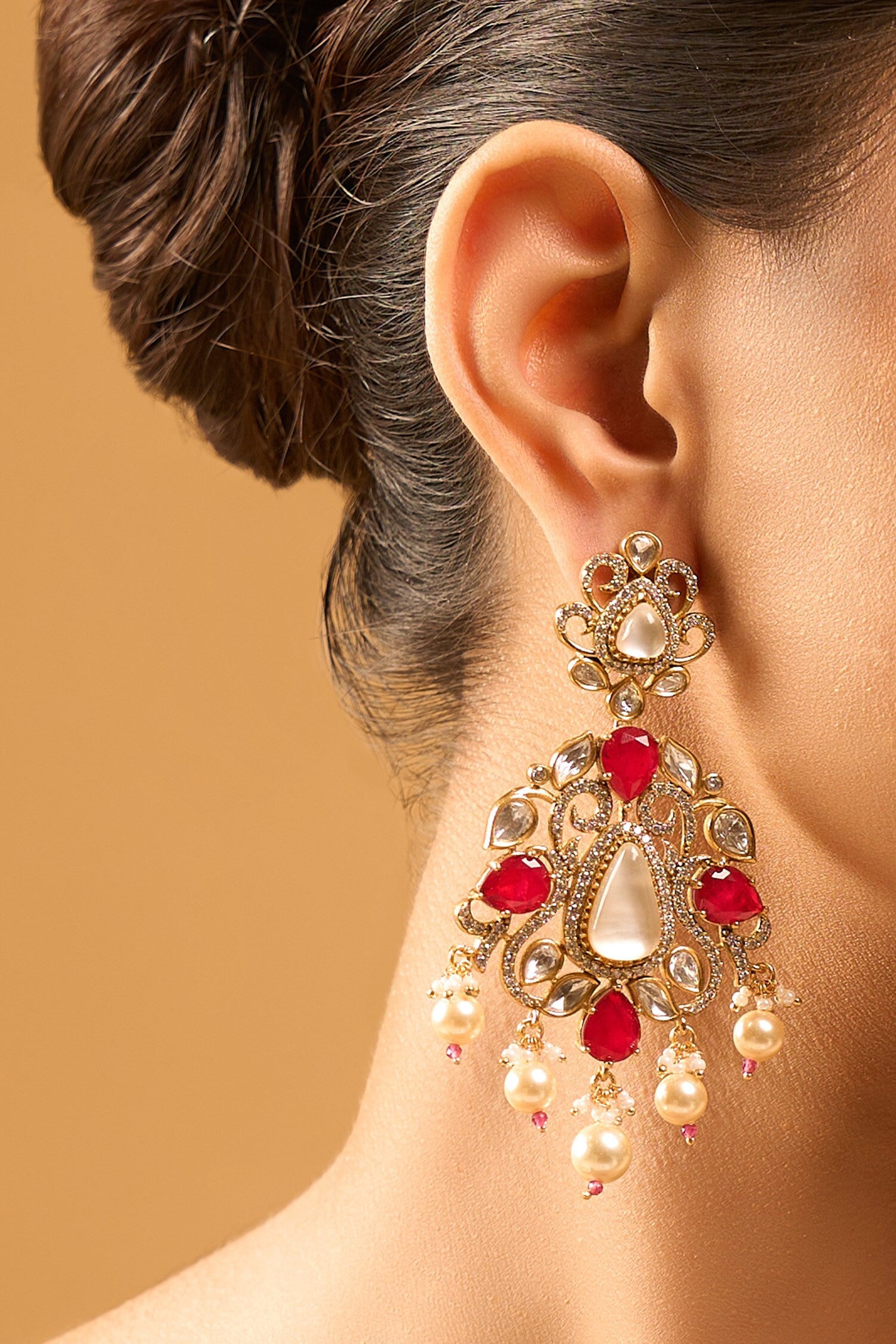Ruby Red Kundan Earrings 
