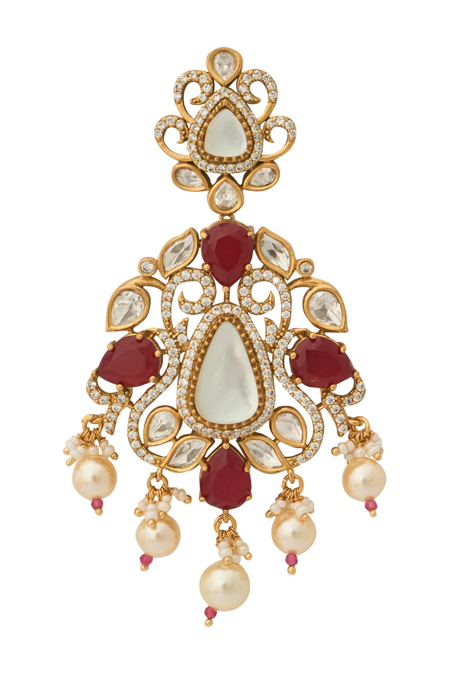 Ruby Red Kundan Earrings 