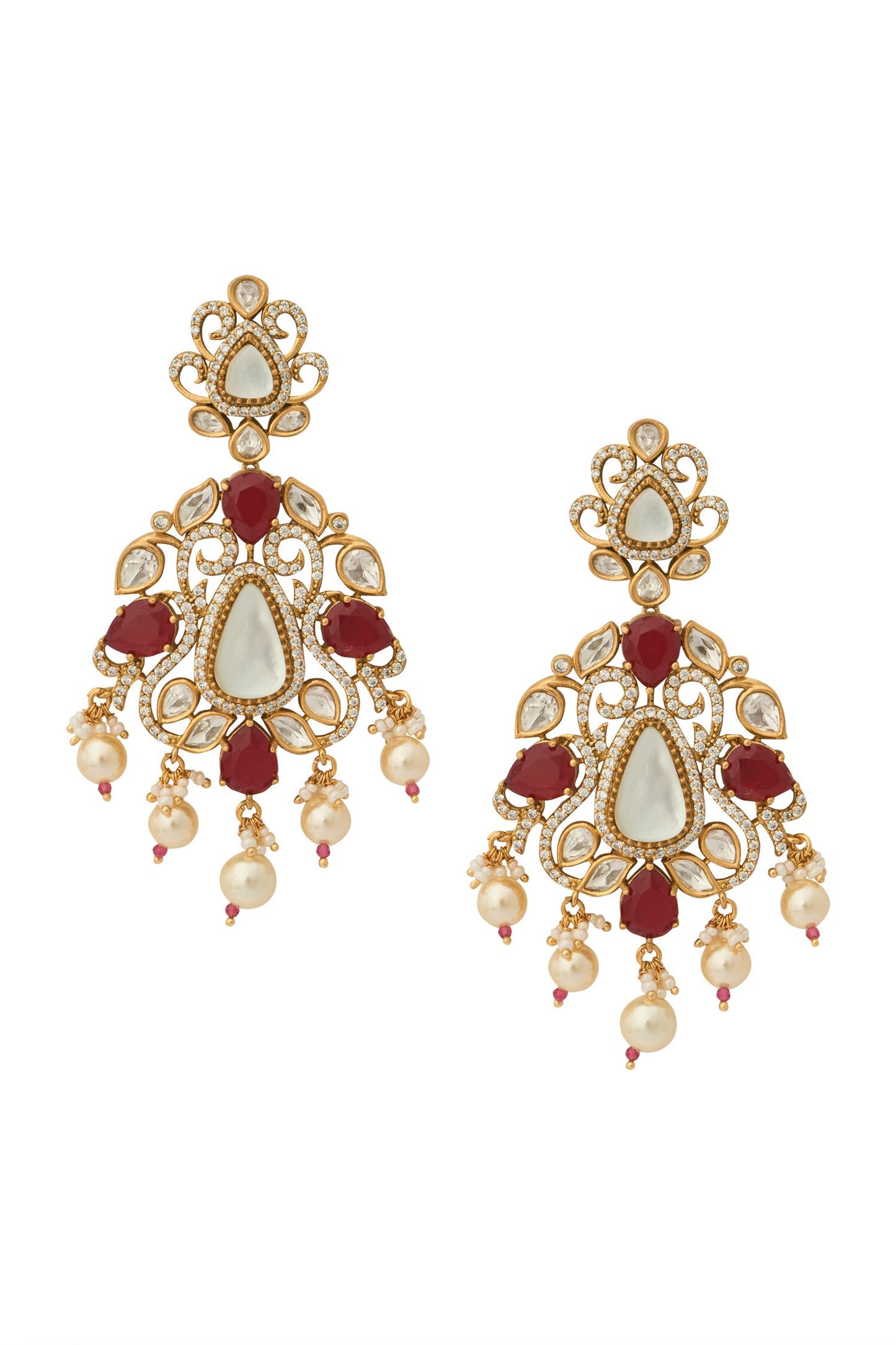 Ruby Red Kundan Earrings 