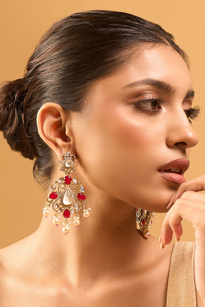 Ruby Red Kundan Earrings 