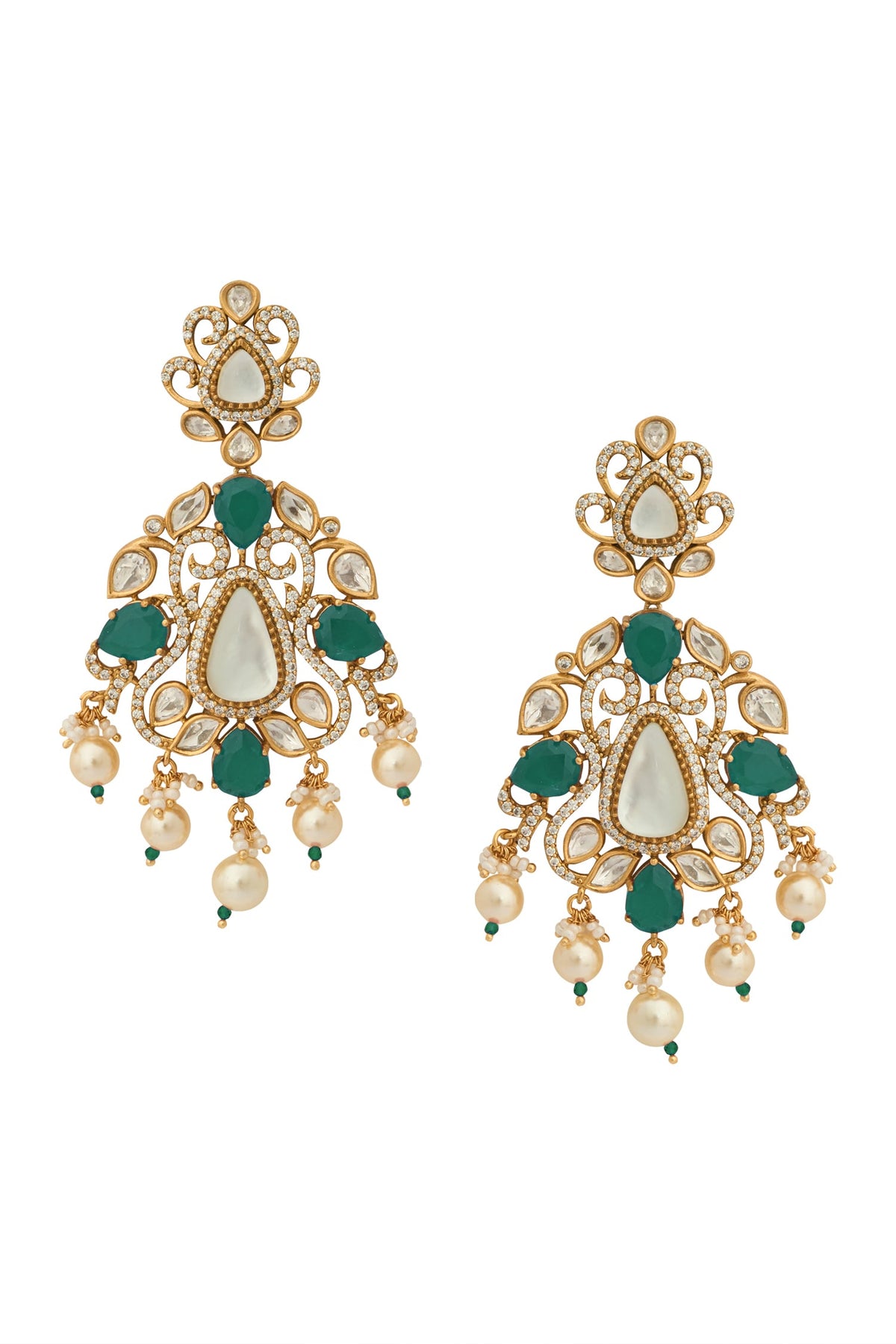 Kundan Green Earrings 