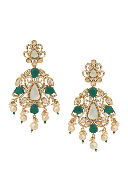 Kundan Green Earrings 