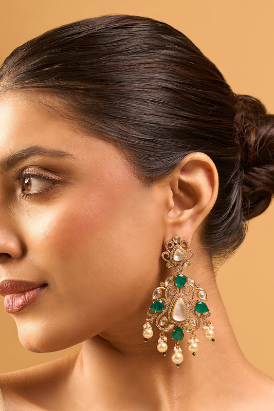 Kundan Green Earrings 