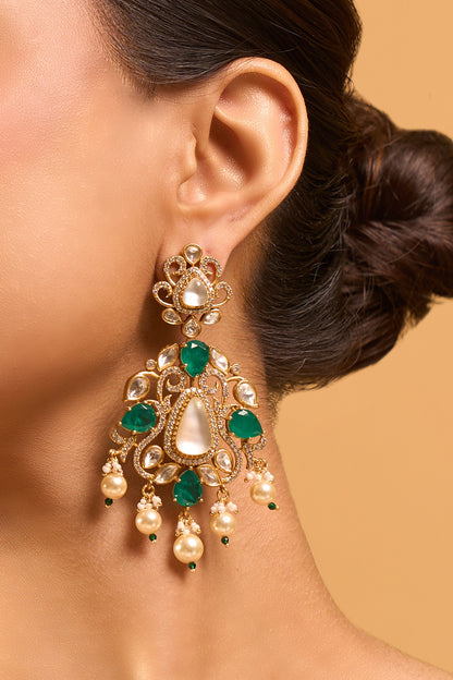 Kundan Green Earrings 