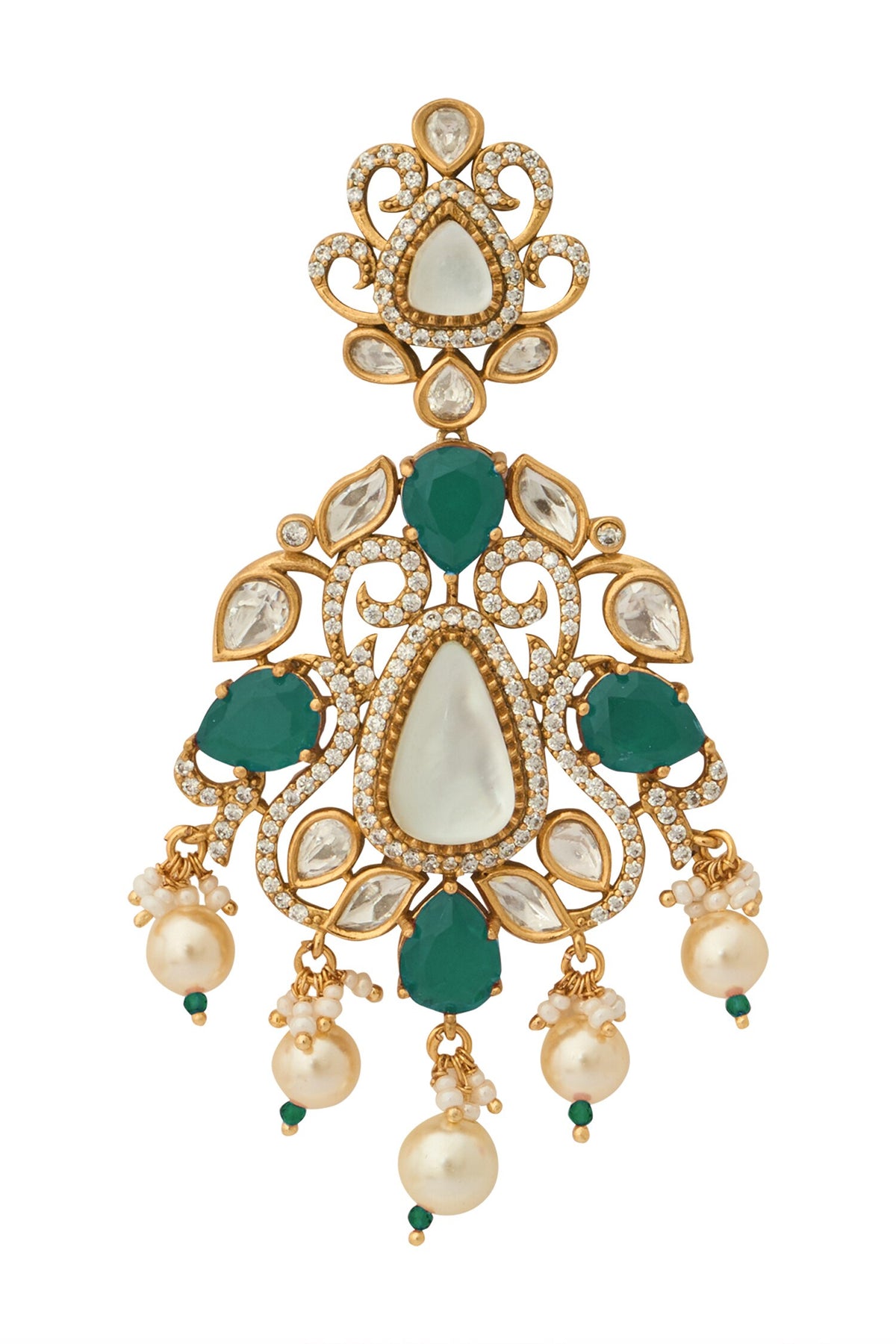 Kundan Green Earrings 