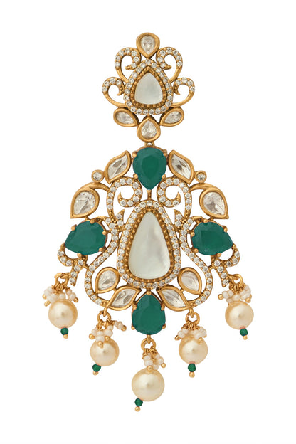 Kundan Green Earrings 