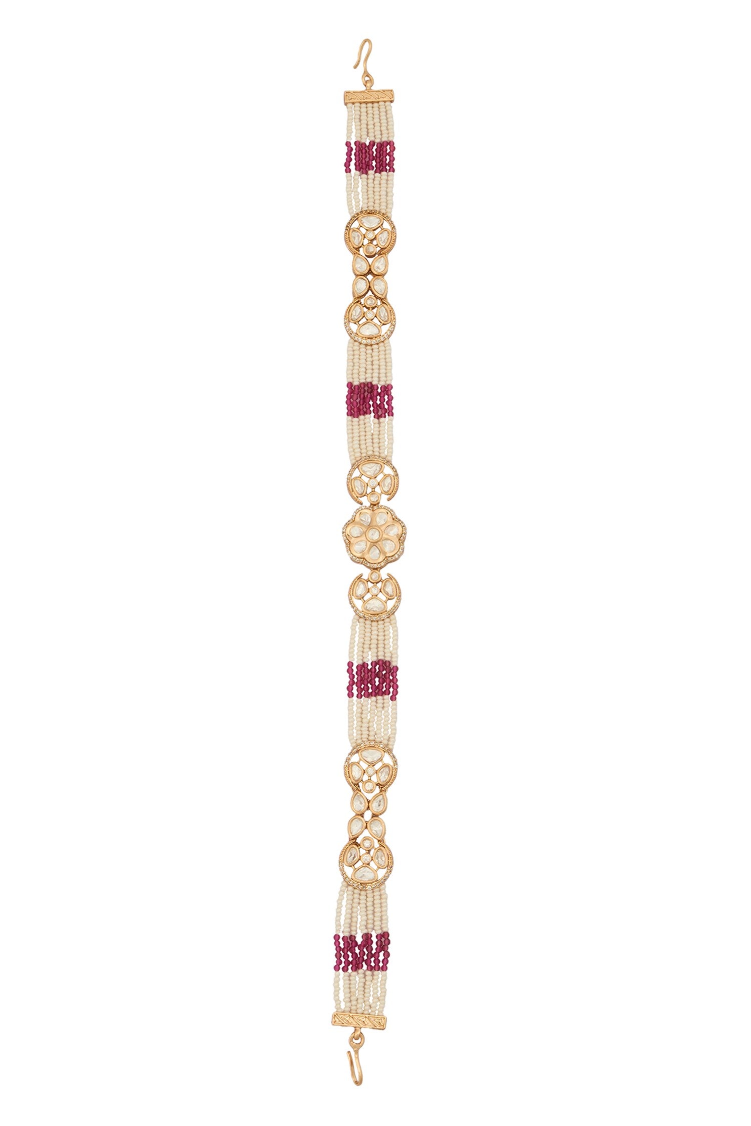 Ruby Pink Kundan Mathapatti 