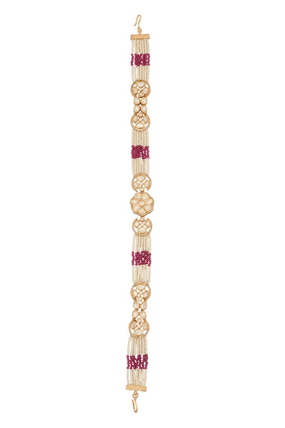Ruby Pink Kundan Mathapatti 