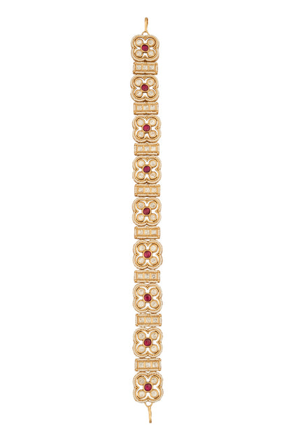 Ruby Pink Kundan Mathapatti 