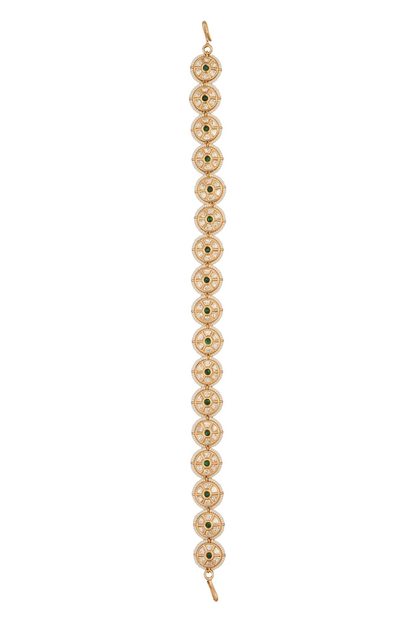 Kundan Work Green Brass Mathapatti 