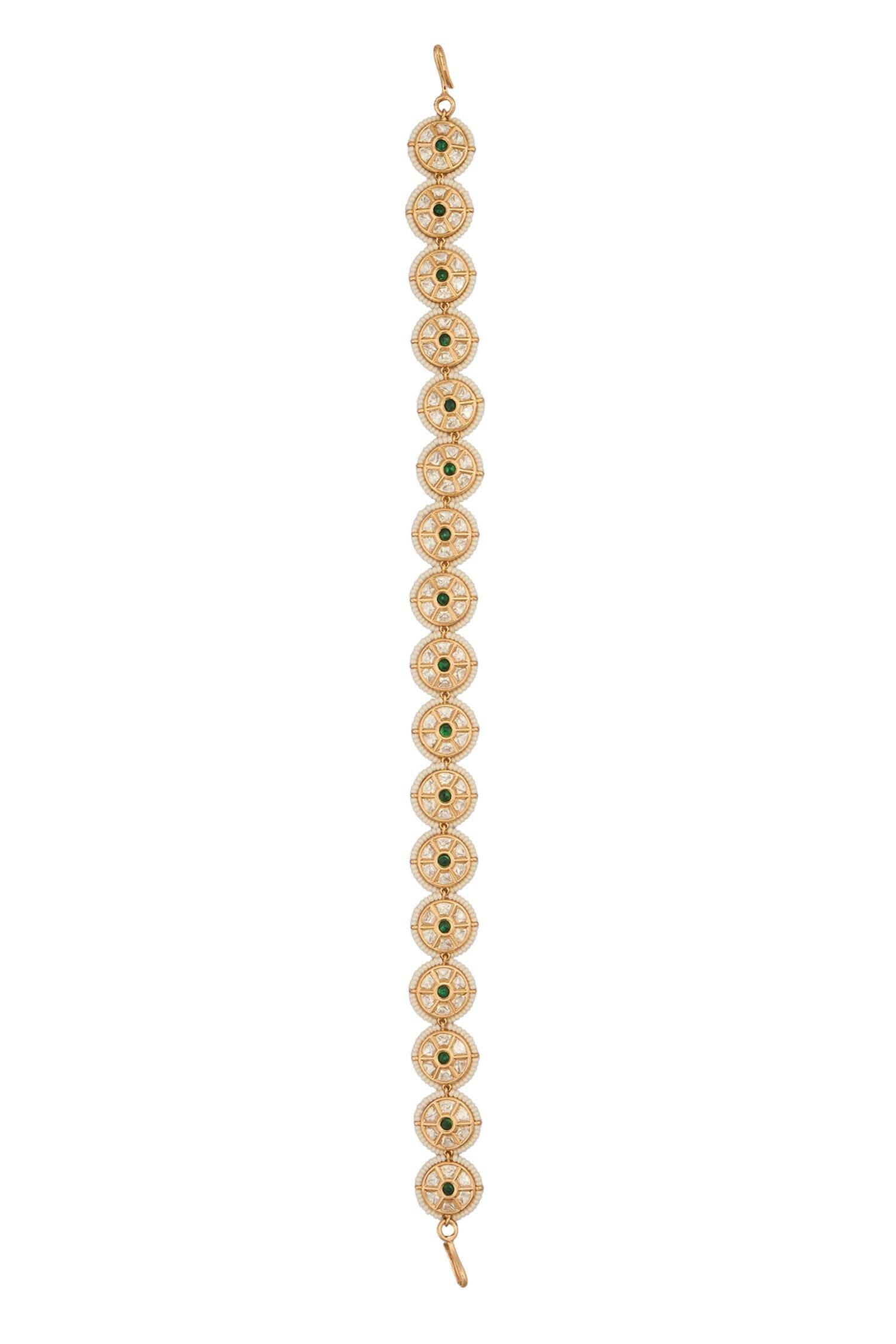 Kundan Work Green Brass Mathapatti 