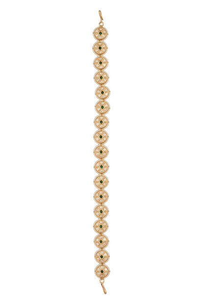Kundan Work Green Brass Mathapatti 