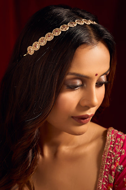 Ruby Red Kundan Mathapatti 