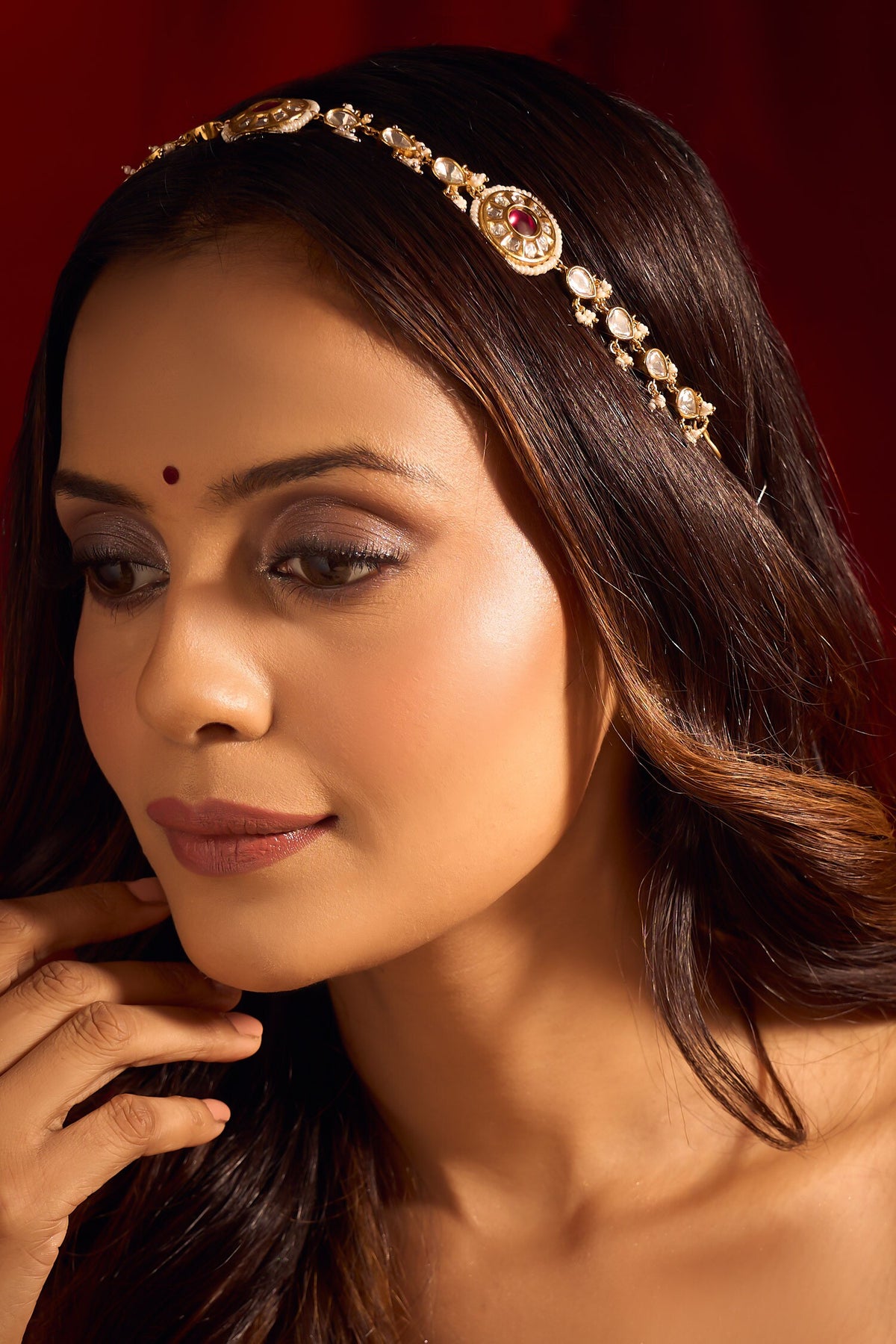 Ruby Kundan Brass Mathapatti 