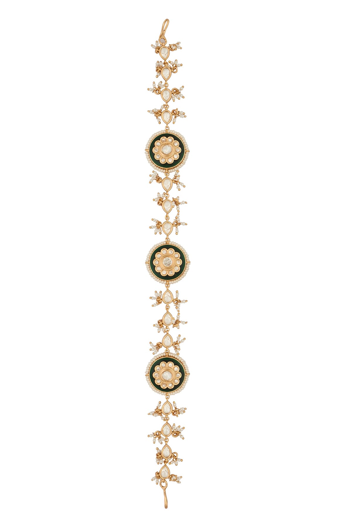 Kundan Green Brass Mathapatti 