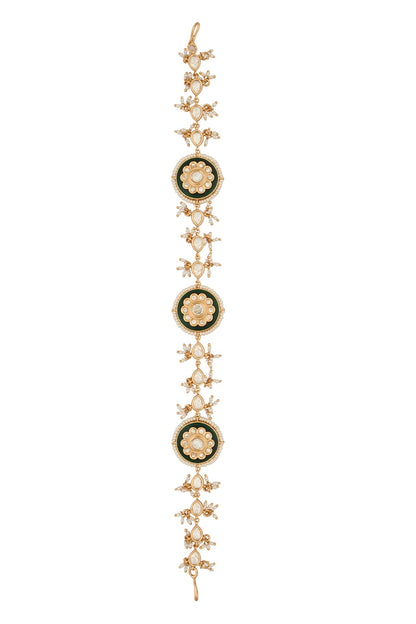 Kundan Green Brass Mathapatti 