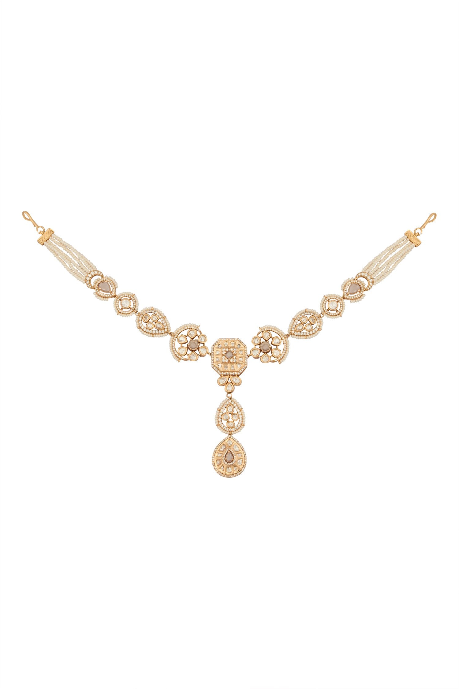 Kundan White Brass Mathapatti 