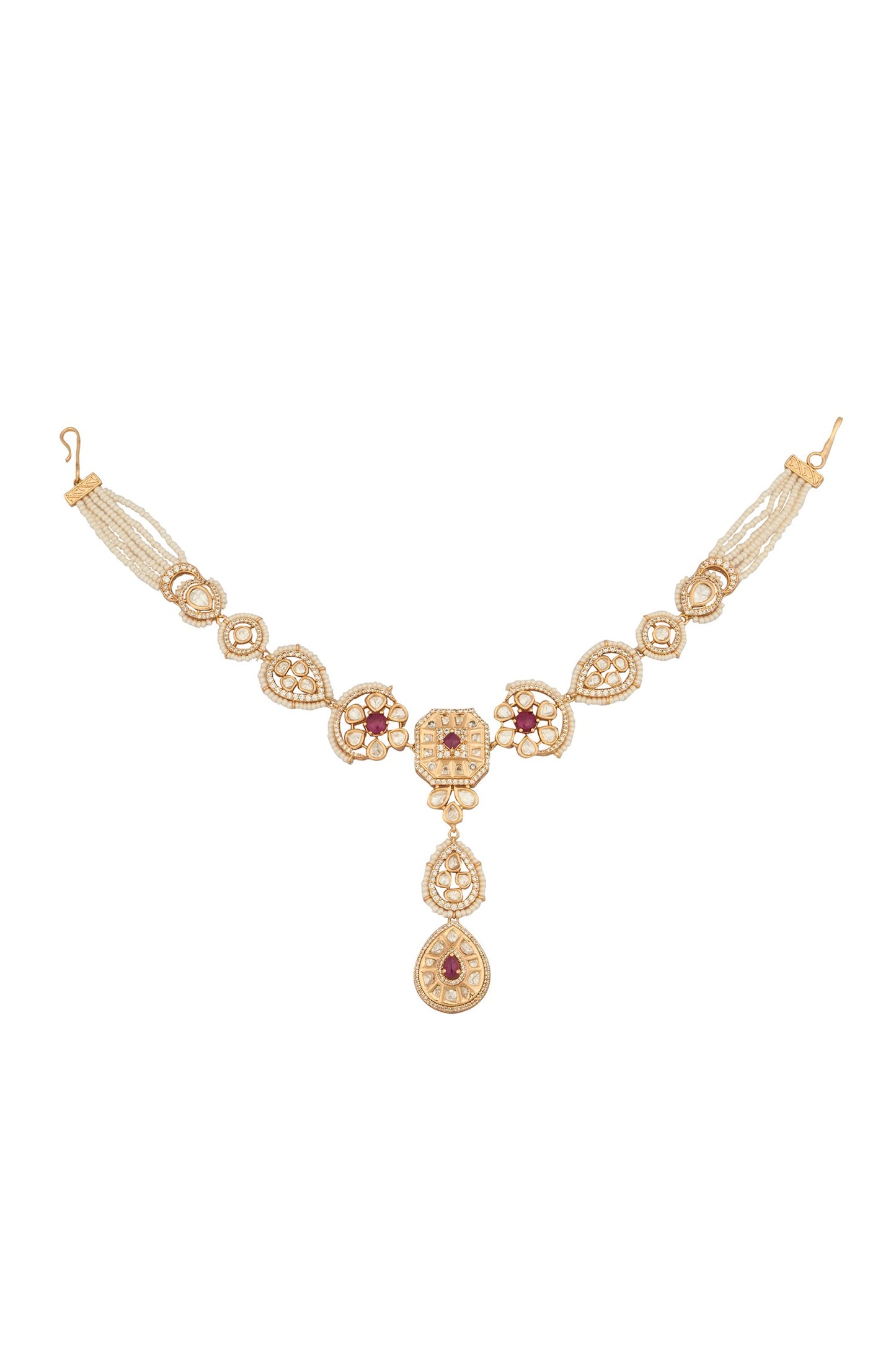 Kundan Work Ruby Pink Mathapatti 