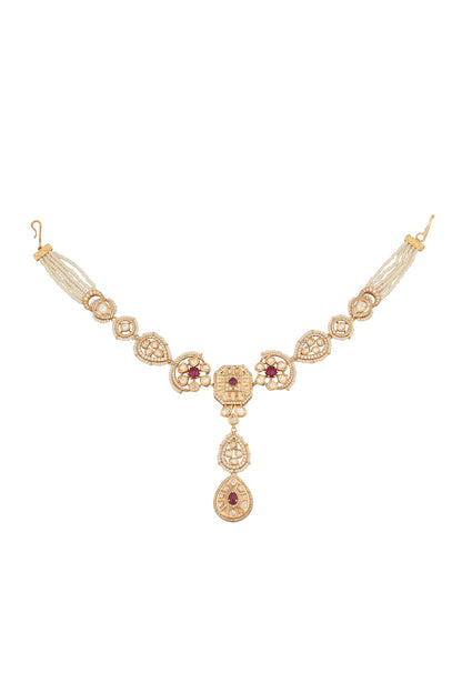 Kundan Work Ruby Pink Mathapatti 