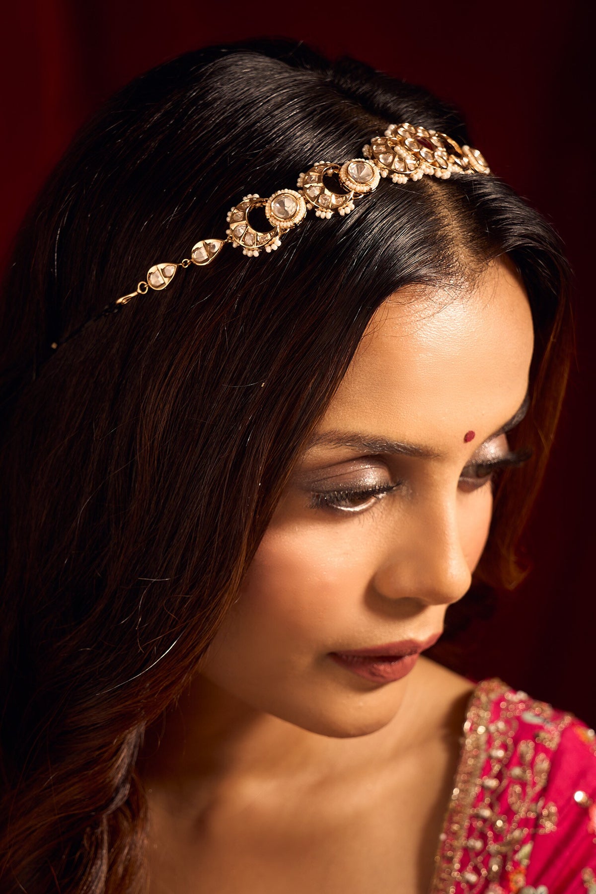 Kundan Ruby Pink Mathapatti 