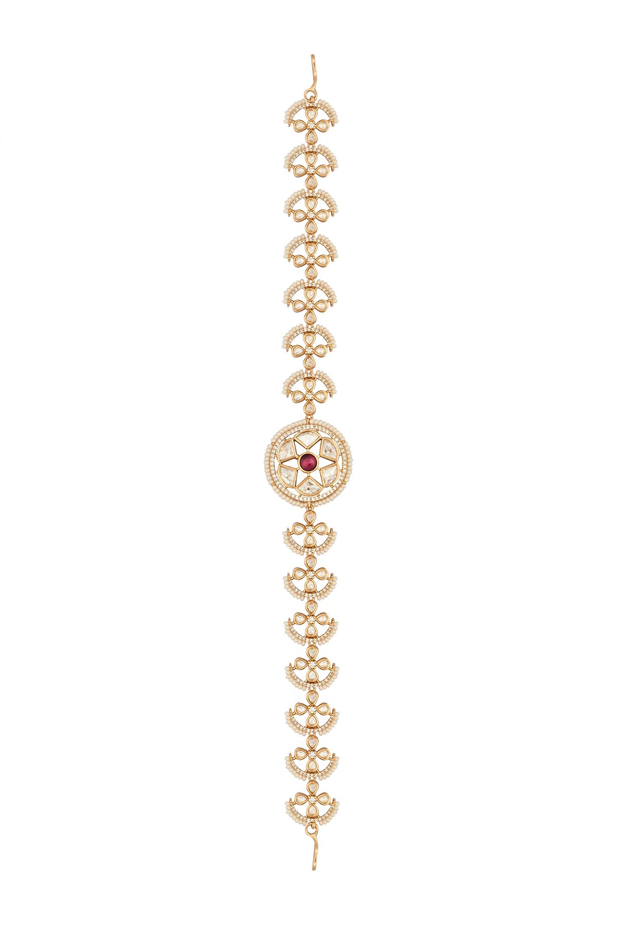 Ruby Red Kundan Brass Mathapatti 