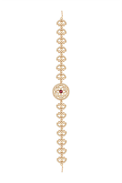 Ruby Red Kundan Brass Mathapatti 
