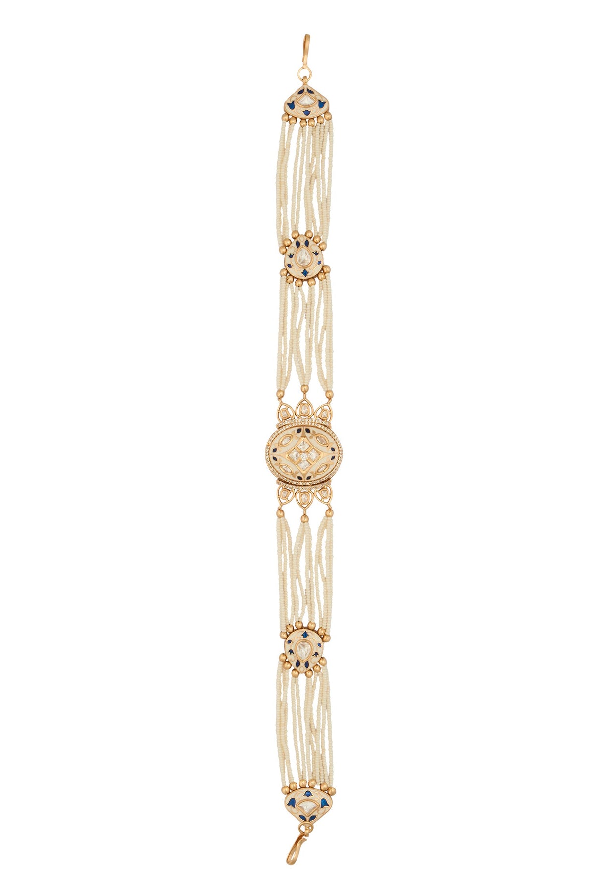 Kundan Blue Brass Mathapatti 