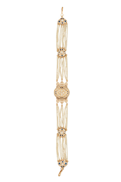 Kundan Blue Brass Mathapatti 