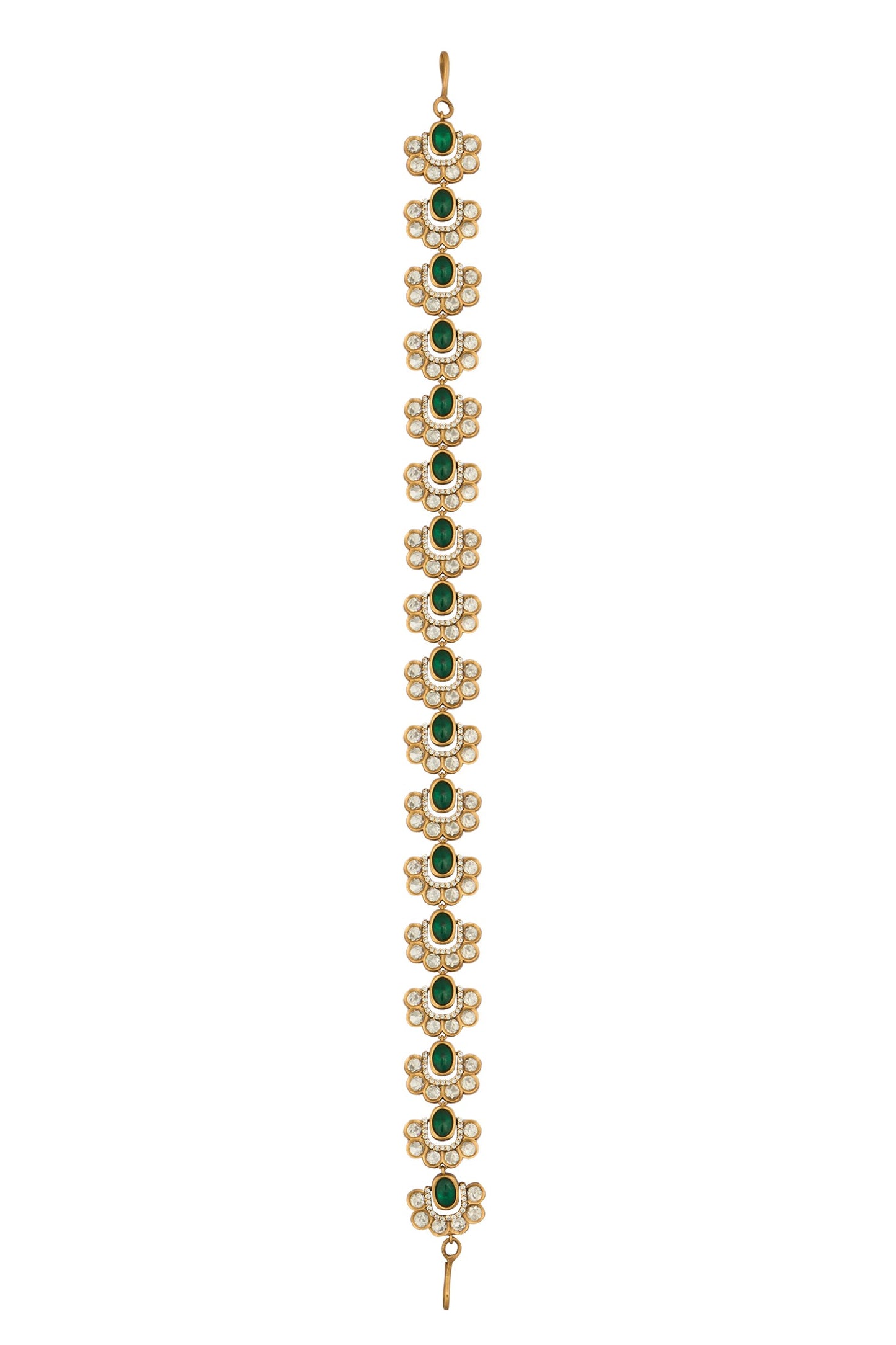 Kundan Green Brass Mathapatti 