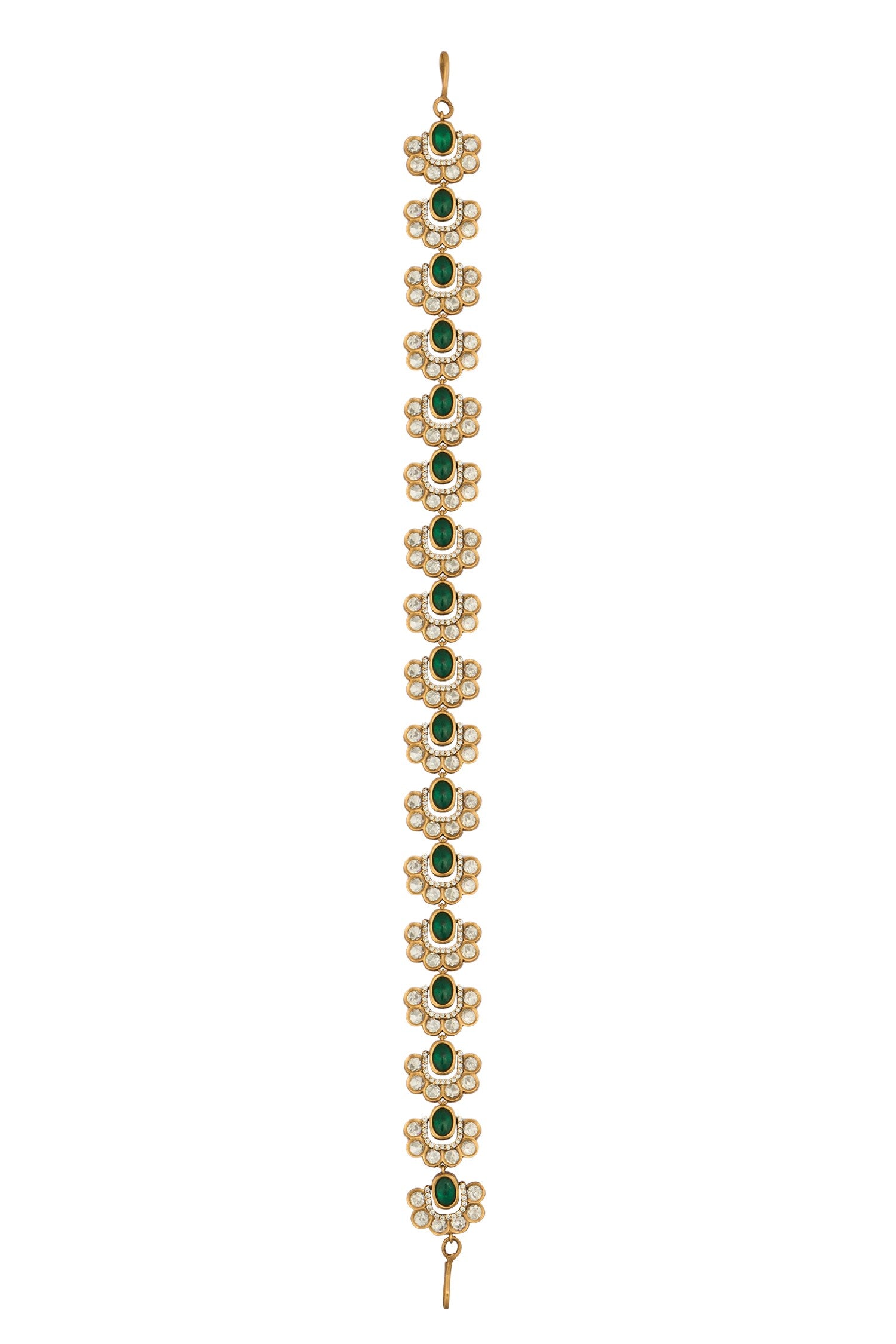 Kundan Green Brass Mathapatti 