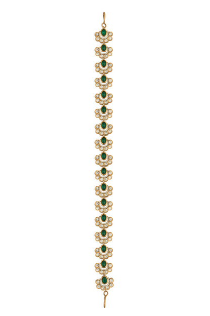 Kundan Green Brass Mathapatti 