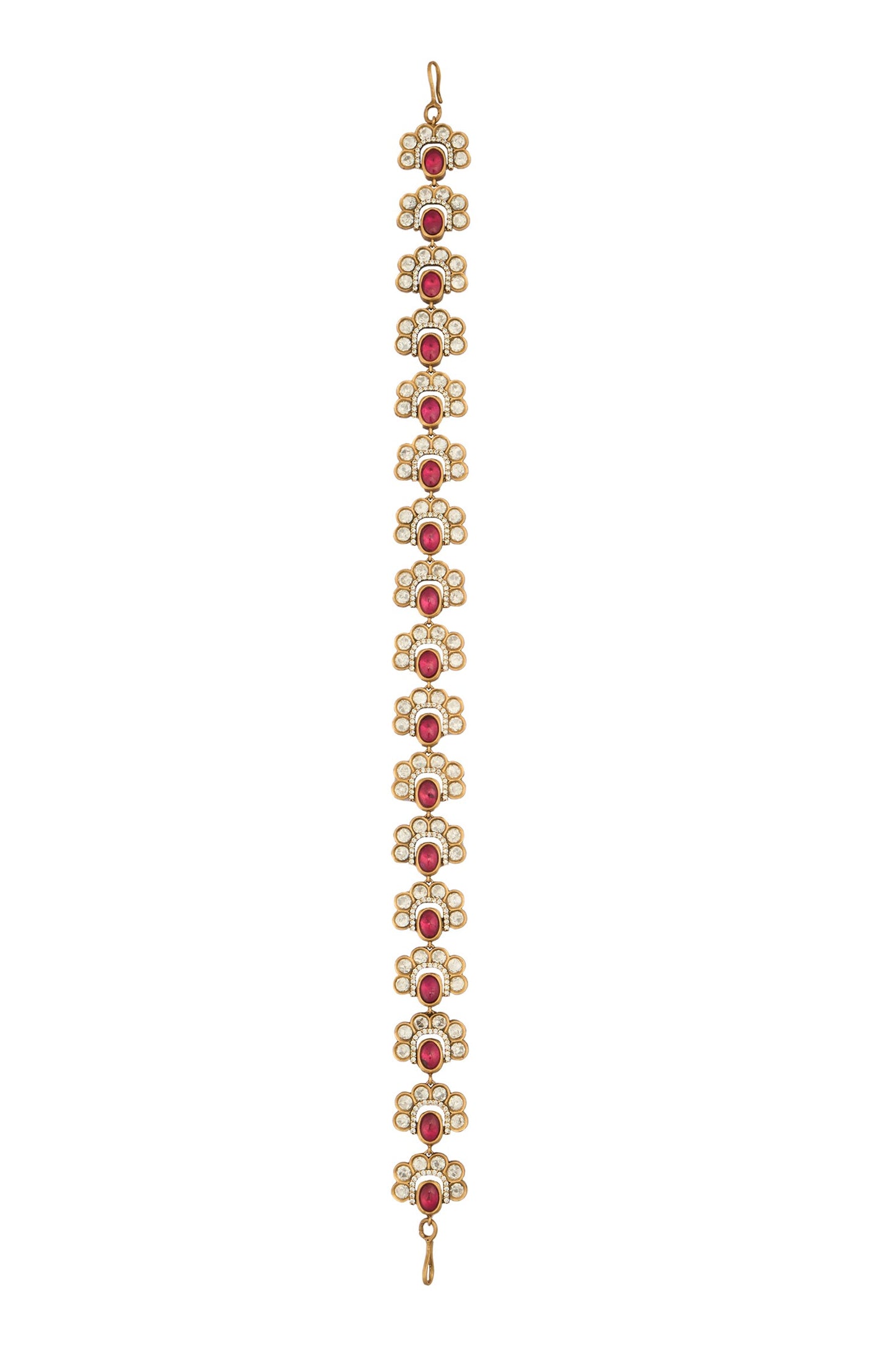 Ruby Pink Kundan mathapatti 