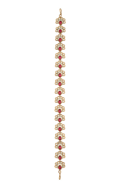 Ruby Pink Kundan mathapatti 