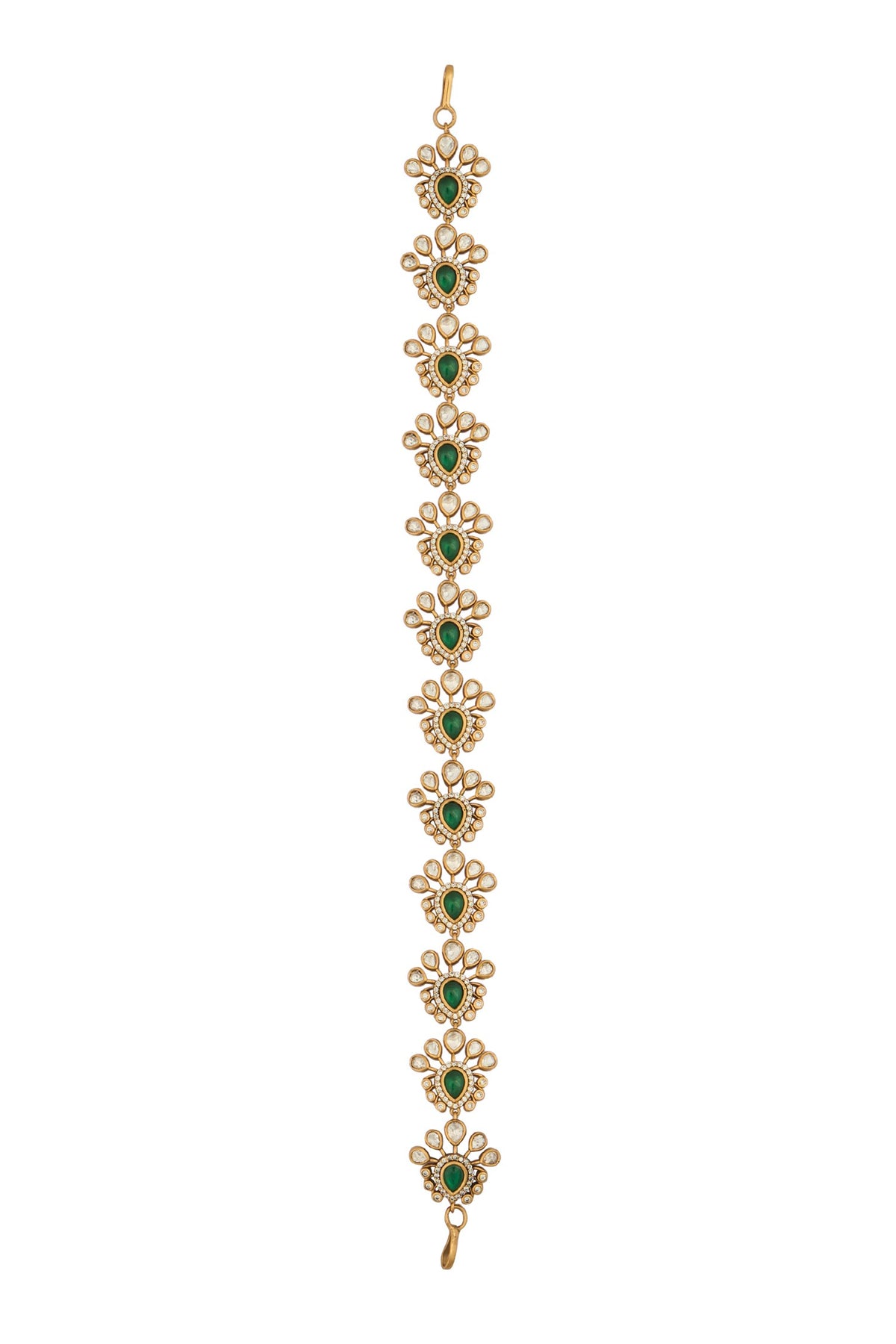 Kundan Green Brass Mathapatti 