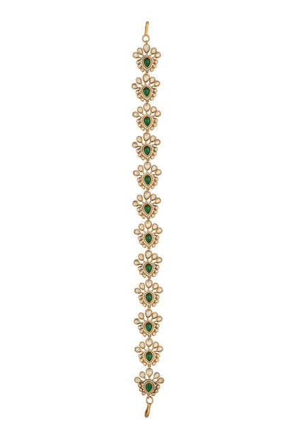 Kundan Green Brass Mathapatti 