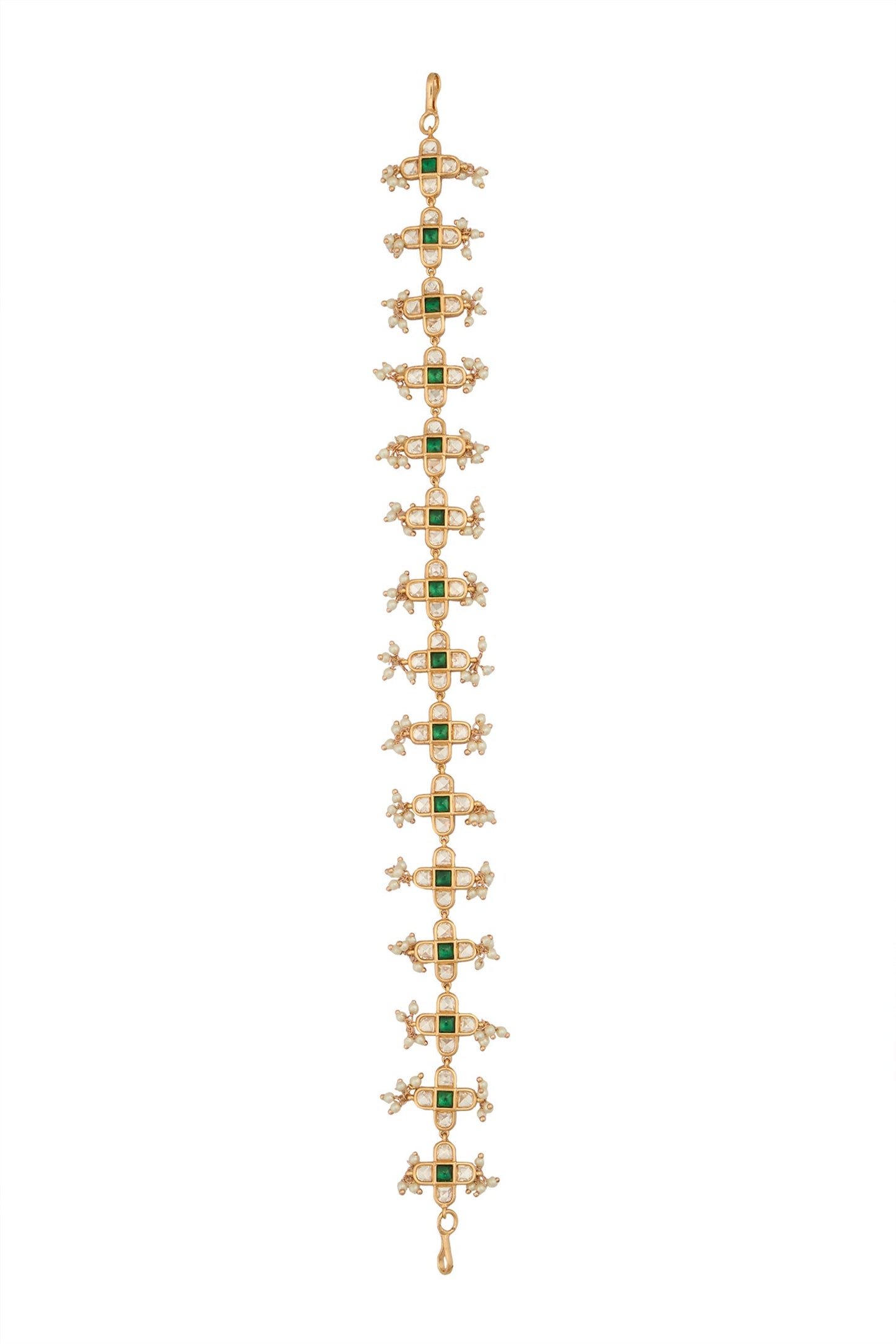 Kundan Green Brass Mathapatti 