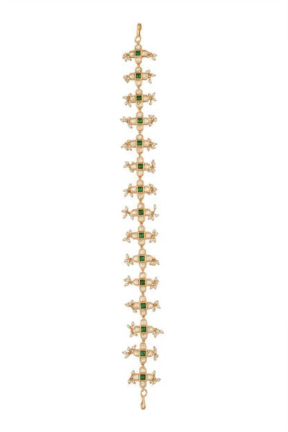Kundan Green Brass Mathapatti 