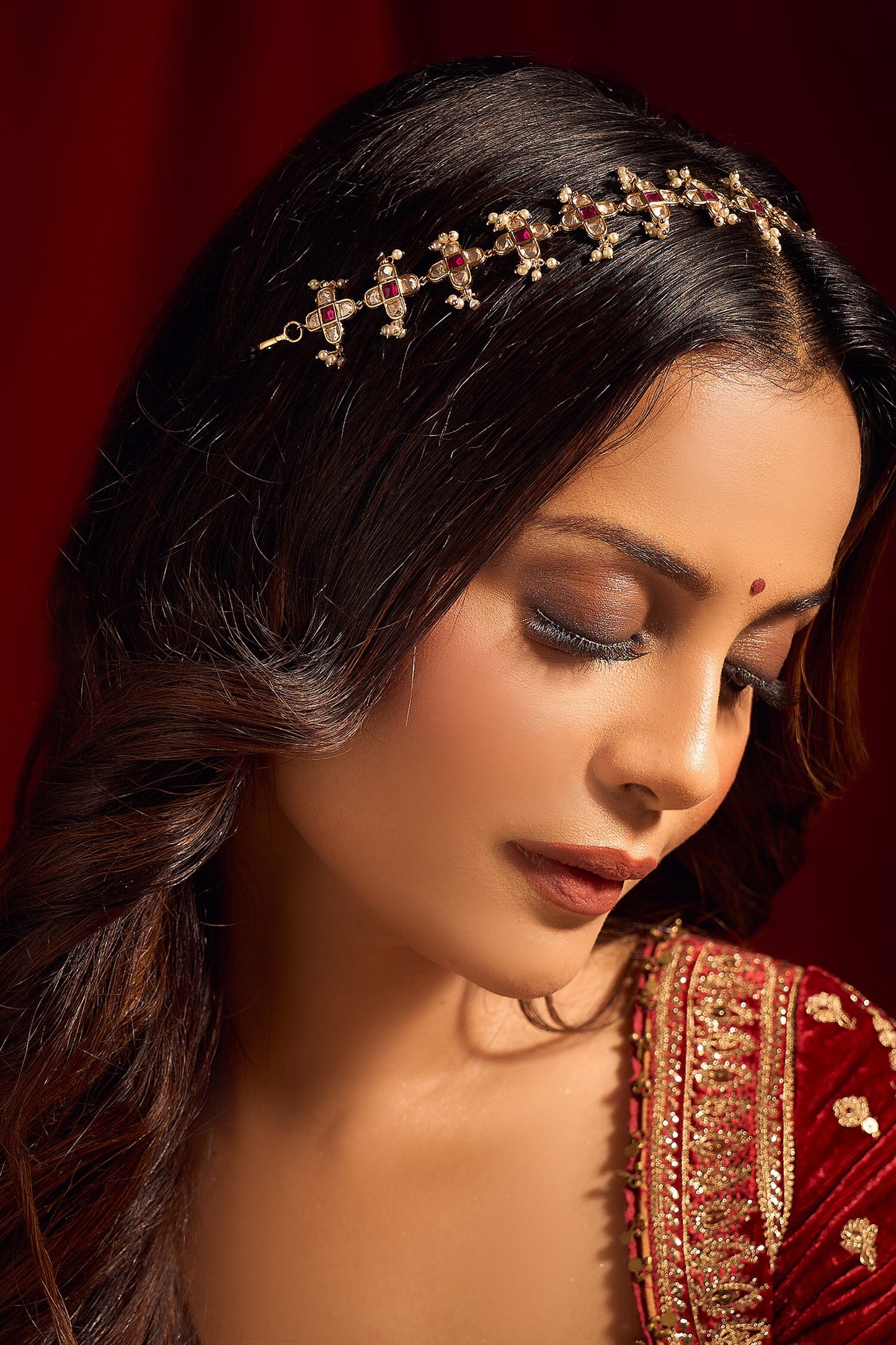 Kundan Ruby Pink Mathapatti 