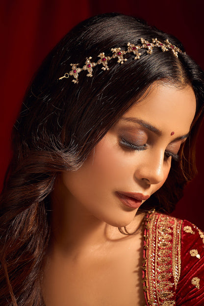 Kundan Ruby Pink Mathapatti 