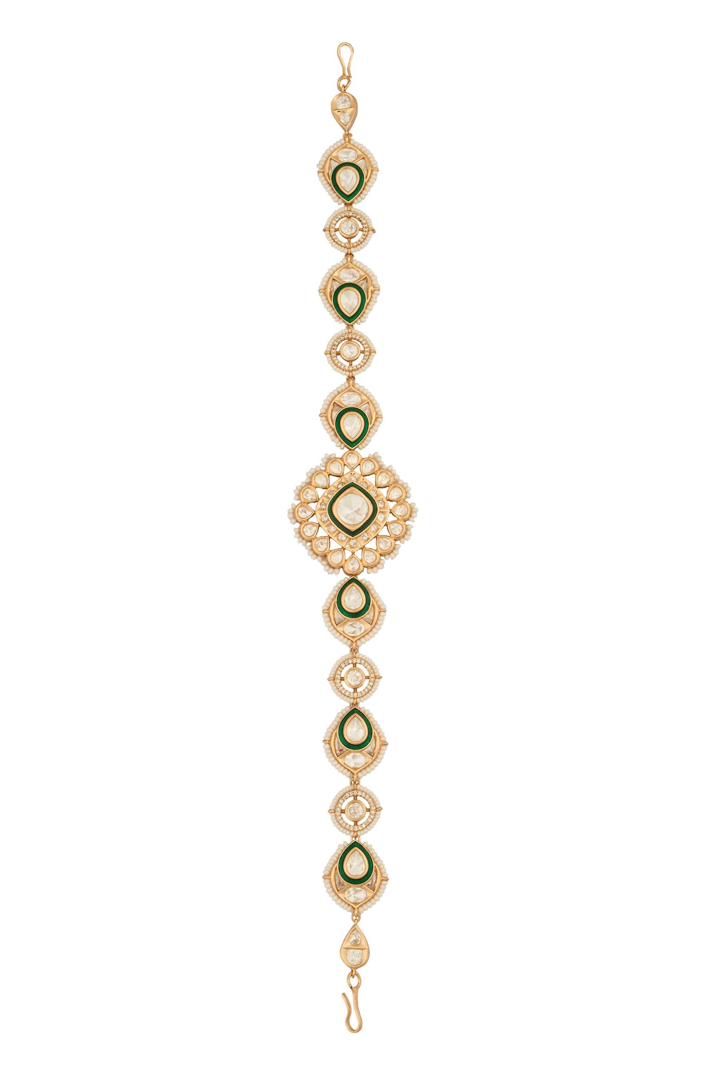 Kundan Green Brass Mathapatti 