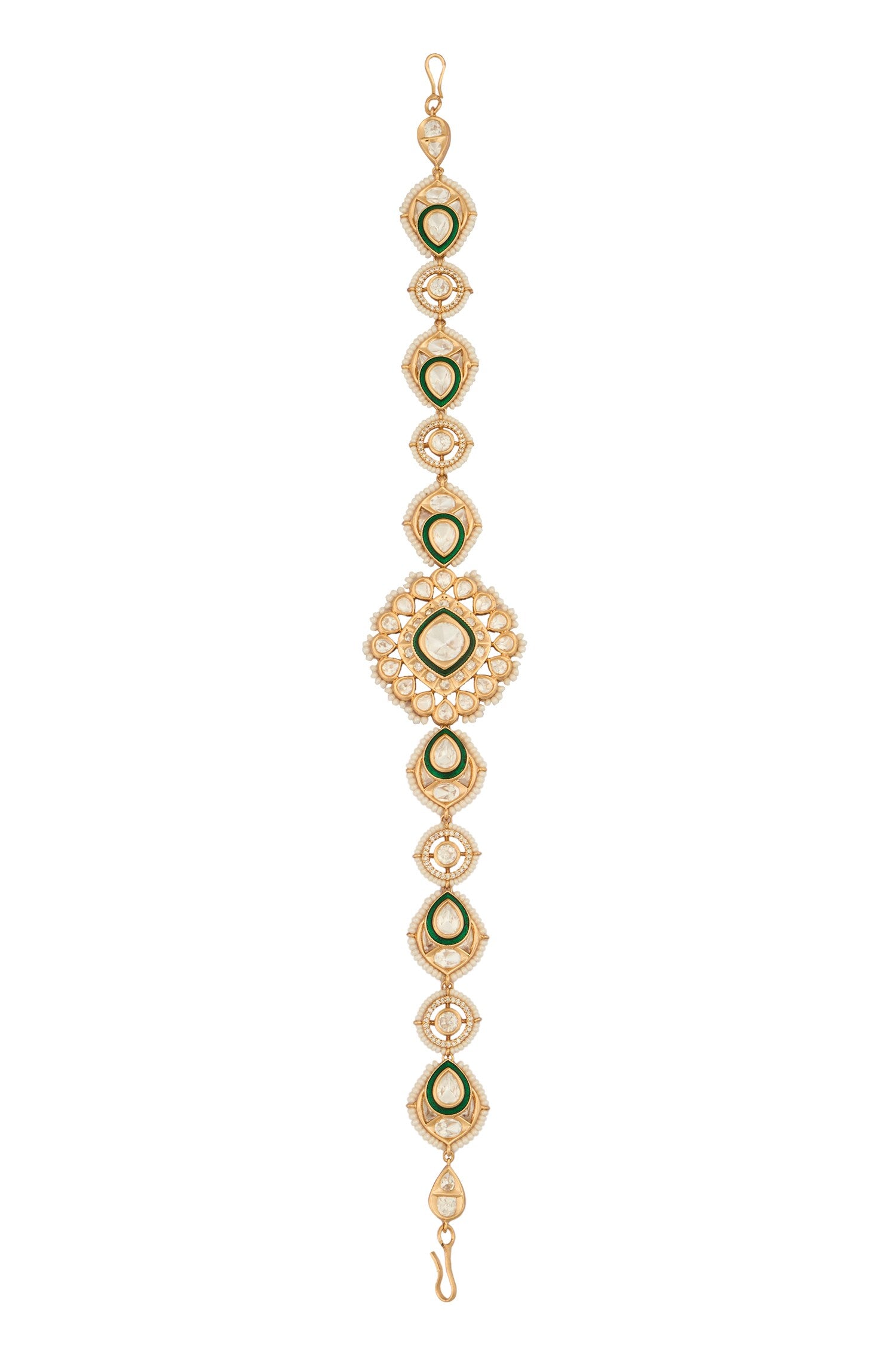 Kundan Green Brass Mathapatti 