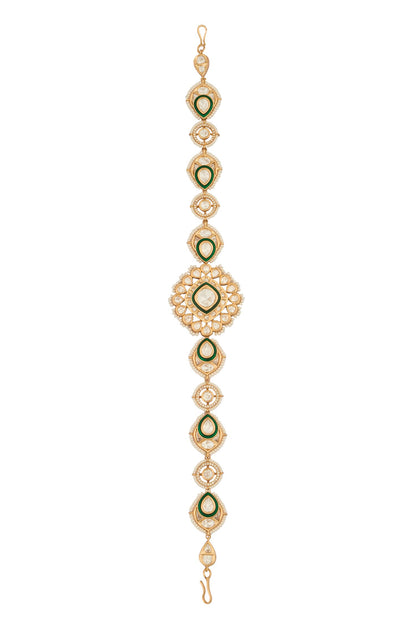 Kundan Green Brass Mathapatti 